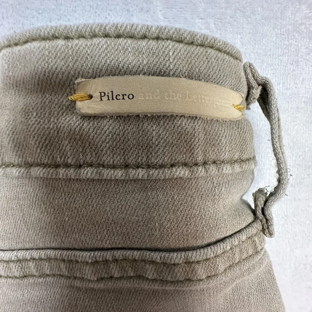 Pilcro And The Letterpress Jeans Womens 32 Green Mid Rise Skinny Ankle Zip Denim